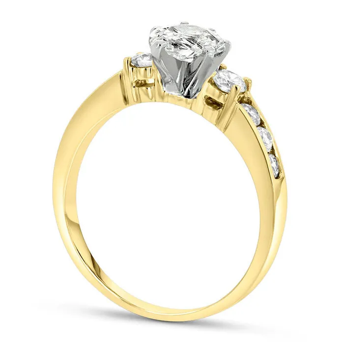 Rings 10 CT TW PearShaped Natural Diamond Three Stone Engagement Ring in Solid 14K Gold JSI2 Goldia Rings 10 CT TW PearShaped Natural Diamond Three Stone Engagement Ring in Solid 14K Gold JSI2 Goldia
