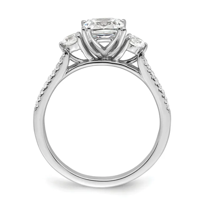 Rings 100ct CZ Solid Real 14k White Polish 3 Stone 1ct Cushion Eng Dia Ring Goldia