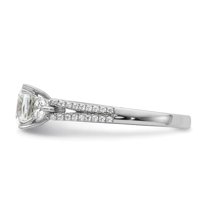 Rings 100ct CZ Solid Real 14k White Polish 3 Stone 1ct Cushion Eng Dia Ring Goldia