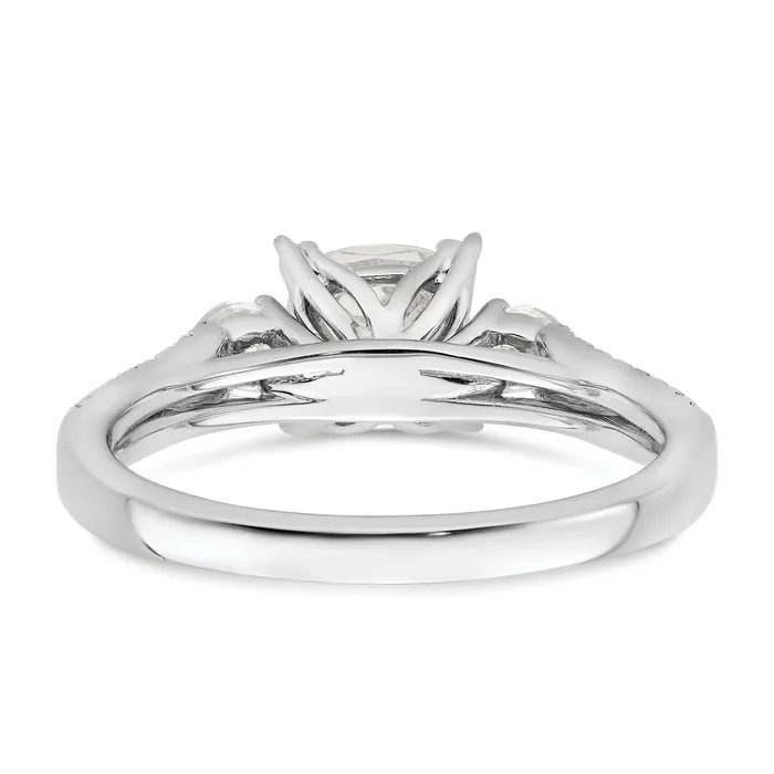 Rings 100ct CZ Solid Real 14k White Polish 3 Stone 1ct Cushion Eng Dia Ring Goldia