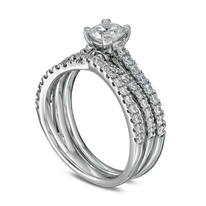 Rings 15 CT TW Natural Diamond MultiRow Crossover Bridal Engagement Ring Set in Solid 14K White Gold Goldia Rings 15 CT TW Natural Diamond MultiRow Crossover Bridal Engagement Ring Set in Solid 14K White Gold Goldia