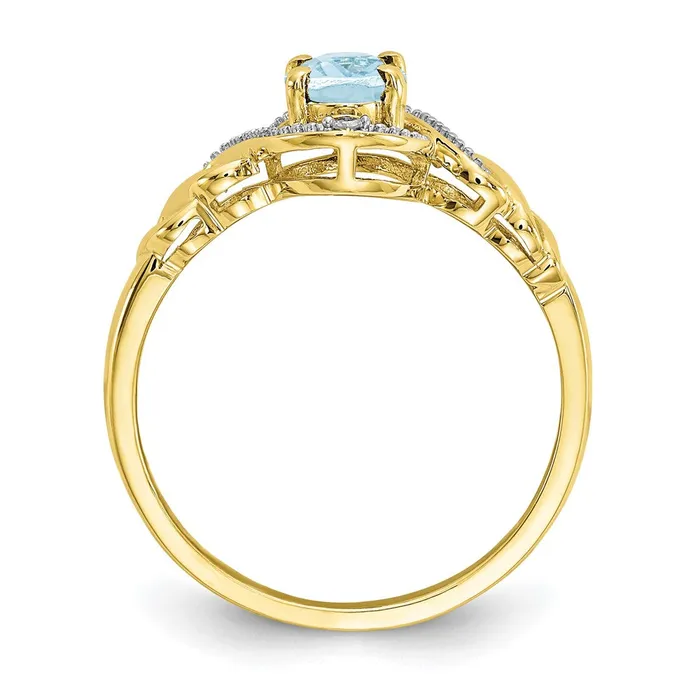 Rings 10K Yellow Gold Aquamarine and Real Diamond Ring Goldiacom