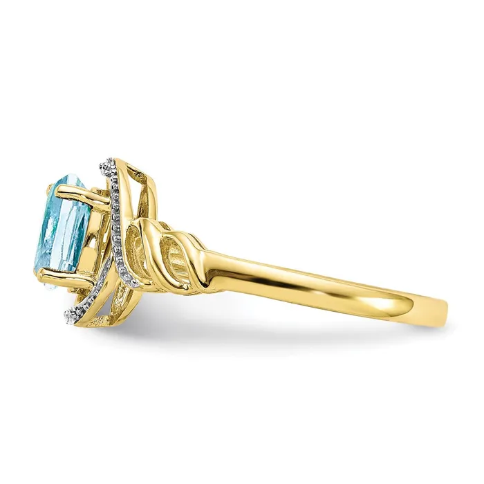 Rings 10K Yellow Gold Aquamarine and Real Diamond Ring Goldiacom