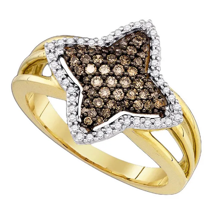 Rings 10k Yellow Gold Brown Diamond Starshape Fancy Cluster Ring 38 Cttw gndatlanta Rings 10k Yellow Gold Brown Diamond Starshape Fancy Cluster Ring 38 Cttw gndatlanta