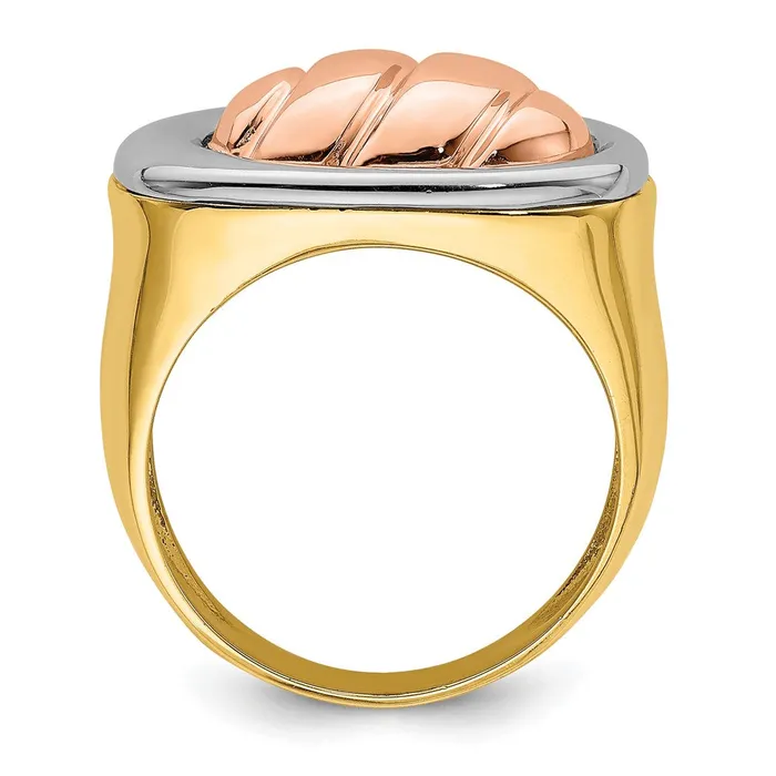 Rings 14k Tricolor Gold Polished Oval Top Ring Goldia