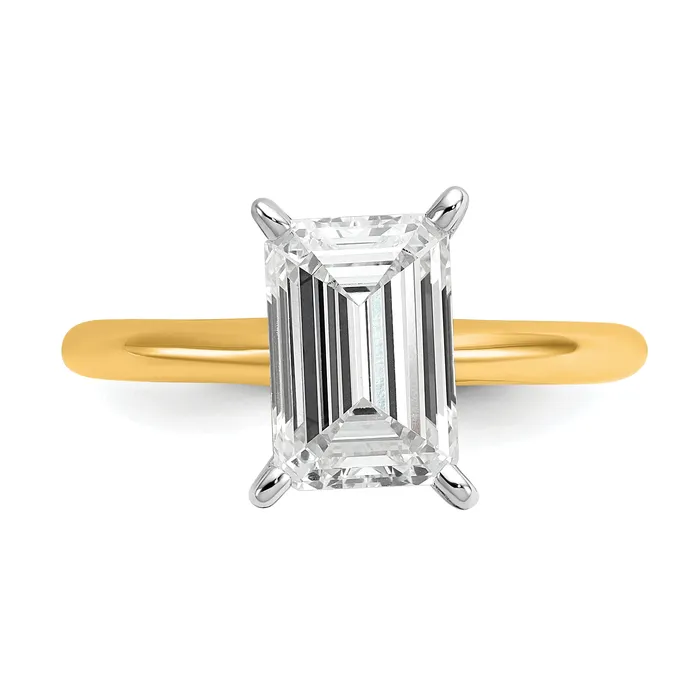Rings 14k Twotone 2 12 Ct Certified Lab Grown Diamond VSSI G Emerald Solitare Engagement Ring Goldia