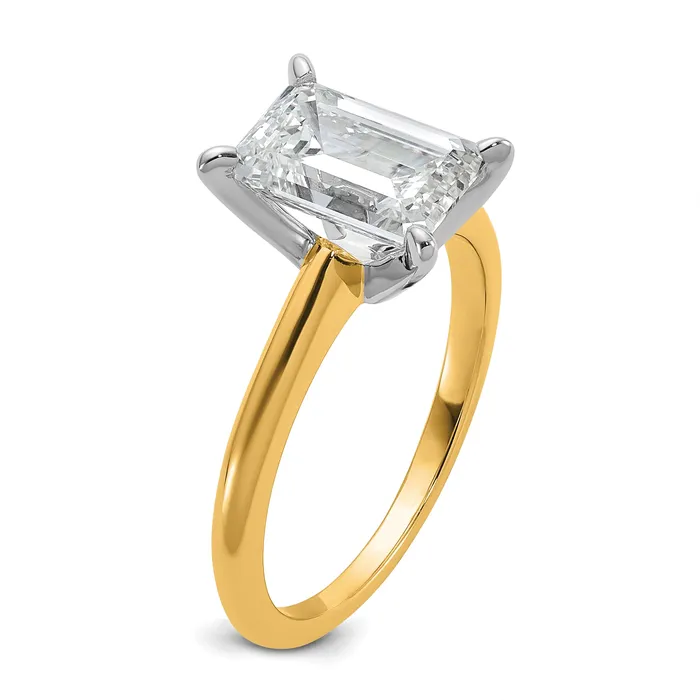 Rings 14k Twotone 2 12 Ct Certified Lab Grown Diamond VSSI G Emerald Solitare Engagement Ring Goldia