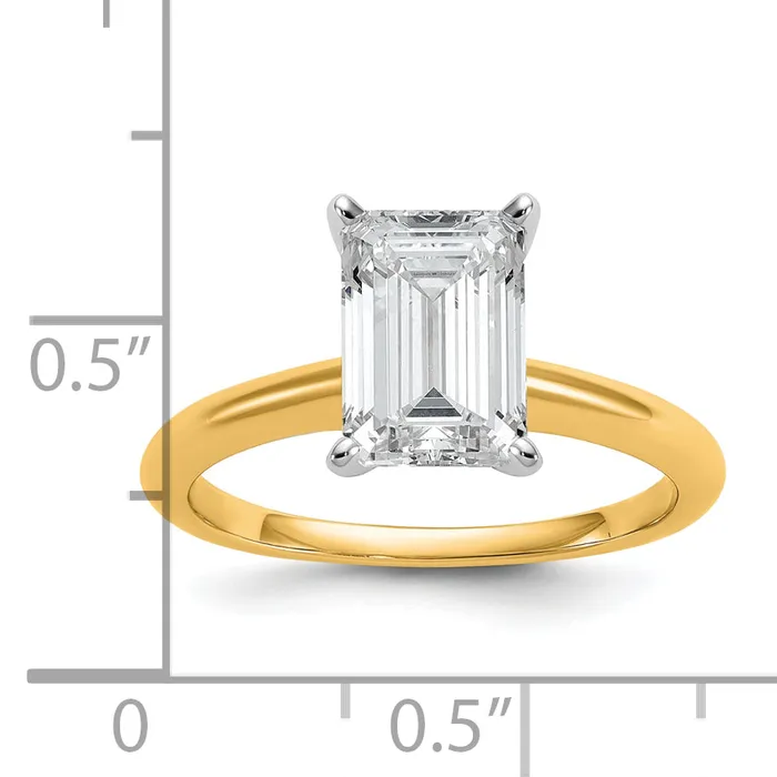 Rings 14k Twotone 2 12 Ct Certified Lab Grown Diamond VSSI G Emerald Solitare Engagement Ring Goldia