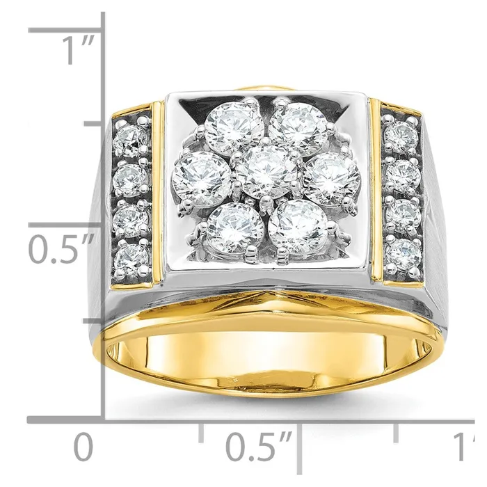Rings 14k Twotone Gold Mens Polished and Satin 15 carat Diamond Complete Ring Goldia