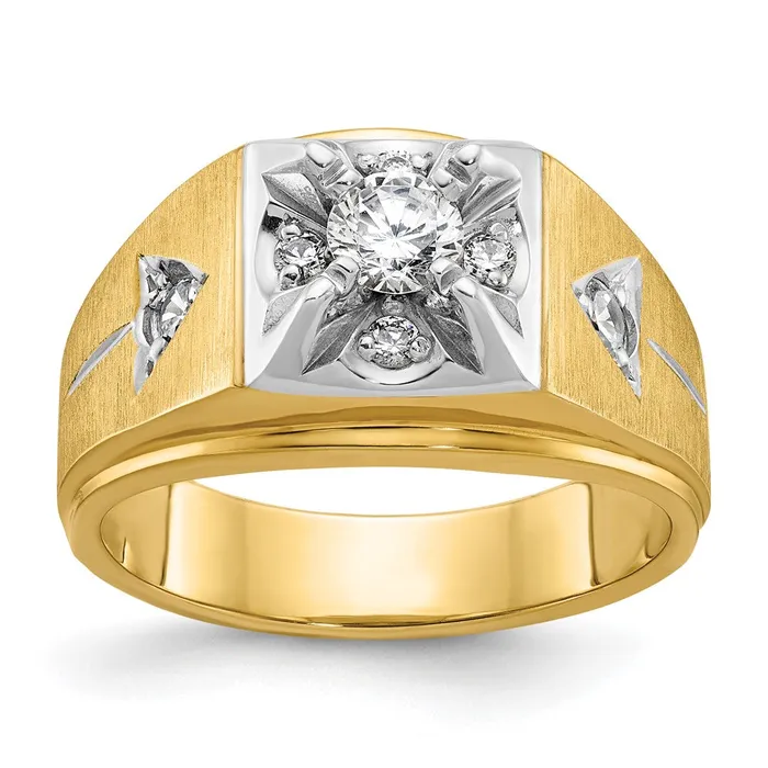 Rings 14k Twotone Gold Mens Polished and Satin Diamond Ring Mounting Goldia Rings 14k Twotone Gold Mens Polished and Satin Diamond Ring Mounting Goldia