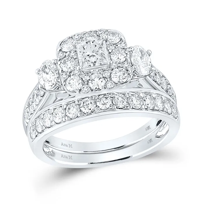Rings 14k Twotone Gold Princess Diamond Bridal Wedding Ring Set 2 Cttw Certified gndatlanta Rings 14k Twotone Gold Princess Diamond Bridal Wedding Ring Set 2 Cttw Certified gndatlanta