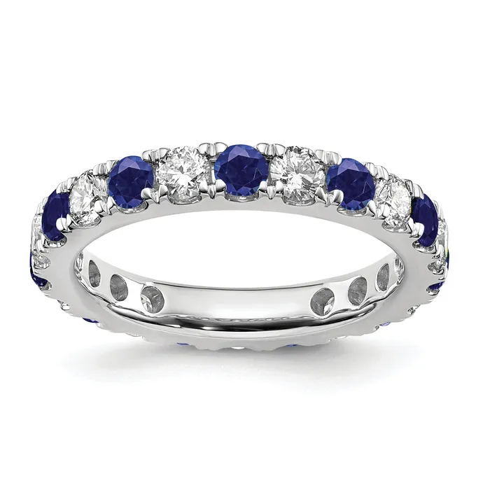 Rings 14k White Gold 1 15 Ct Lab Grown Diamond VSSI G and Lab Created Blue Sapphire Eternity Band Ring Goldia Rings 14k White Gold 1 15 Ct Lab Grown Diamond VSSI G and Lab Created Blue Sapphire Eternity Band Ring Goldia