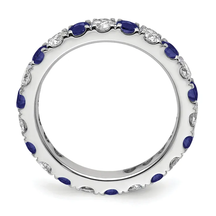 Rings 14k White Gold 1 15 Ct Lab Grown Diamond VSSI G and Lab Created Blue Sapphire Eternity Band Ring Goldia