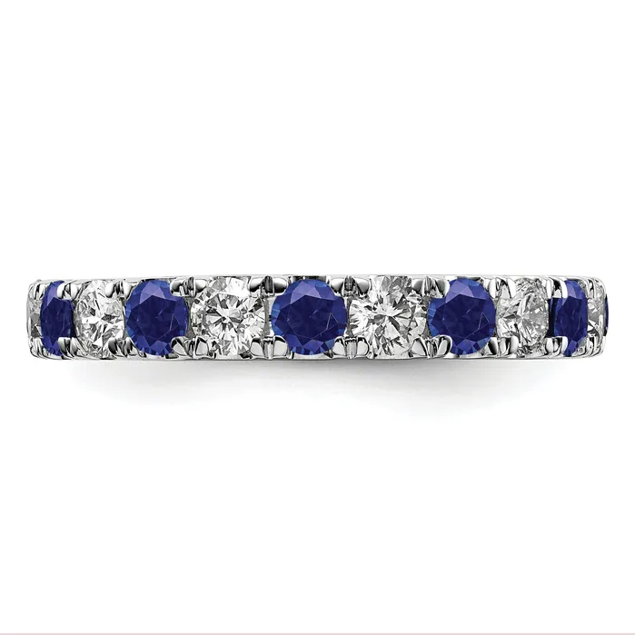 Rings 14k White Gold 1 15 Ct Lab Grown Diamond VSSI G and Lab Created Blue Sapphire Eternity Band Ring Goldia