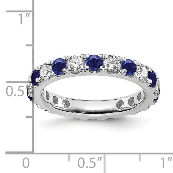 Rings 14k White Gold 1 15 Ct Lab Grown Diamond VSSI G and Lab Created Blue Sapphire Eternity Band Ring Goldia