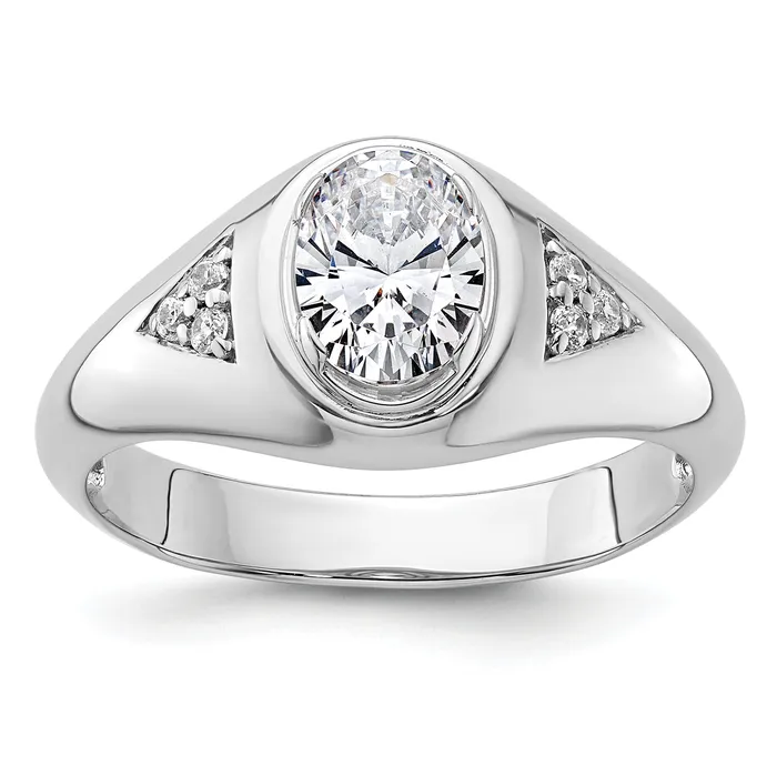 Rings 14k White Gold 1 Ct Lab Grown Diamond VSSI G Oval Mens Ring Goldia Rings 14k White Gold 1 Ct Lab Grown Diamond VSSI G Oval Mens Ring Goldia
