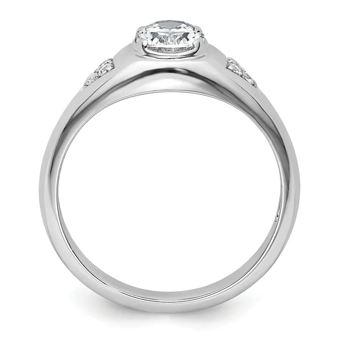 Rings 14k White Gold 1 Ct Lab Grown Diamond VSSI G Oval Mens Ring Goldia