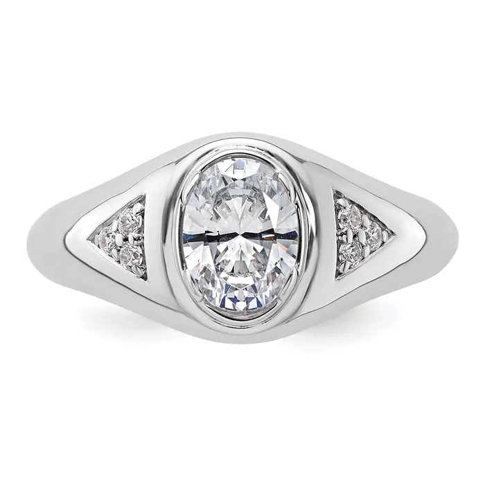 Rings 14k White Gold 1 Ct Lab Grown Diamond VSSI G Oval Mens Ring Goldia