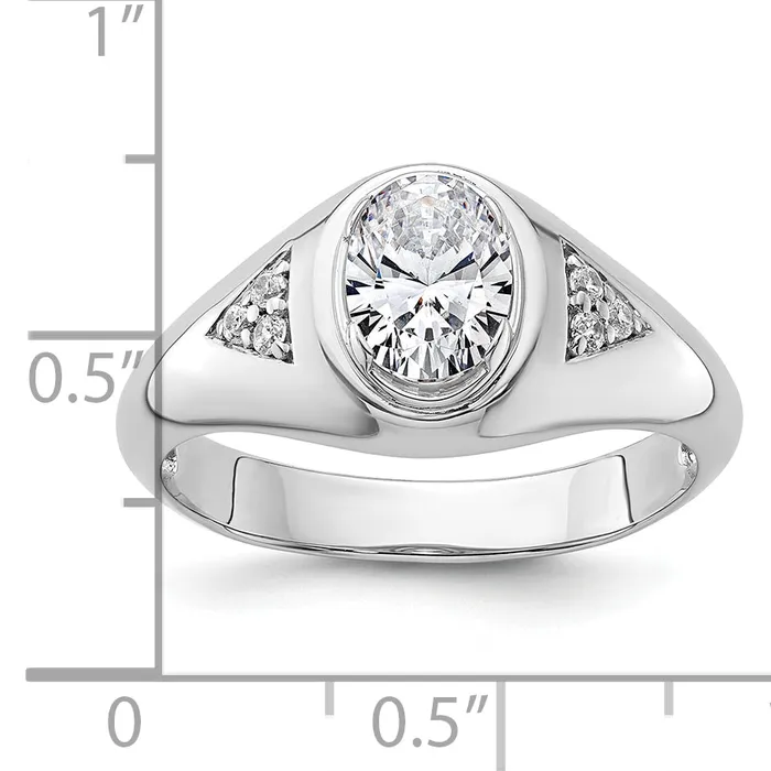 Rings 14k White Gold 1 Ct Lab Grown Diamond VSSI G Oval Mens Ring Goldia
