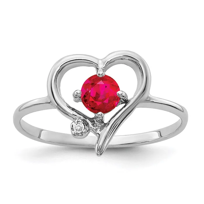 Rings 14k White Gold 4mm Ruby A Real Diamond ring Goldia