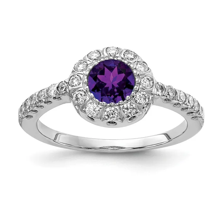 Rings 14k White Gold 5mm Amethyst Checker AAA Real Diamond ring Goldiacom Rings 14k White Gold 5mm Amethyst Checker AAA Real Diamond ring Goldiacom