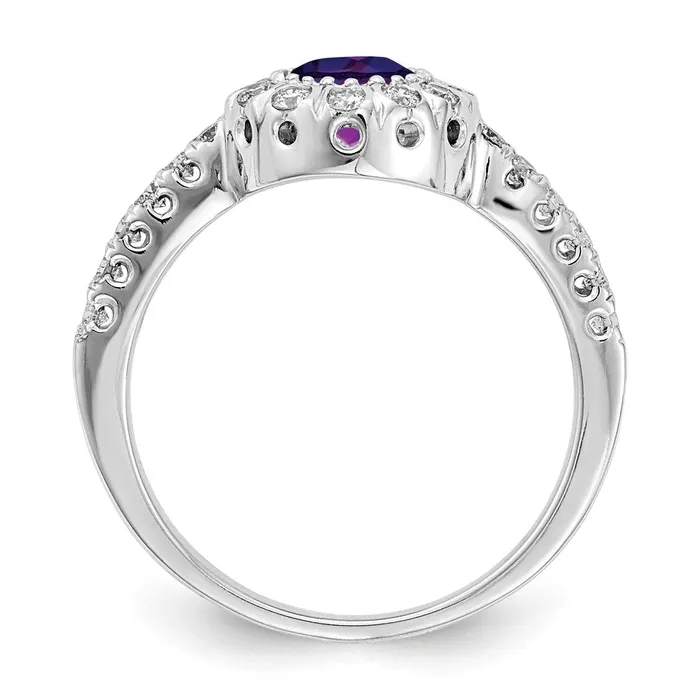 Rings 14k White Gold 5mm Amethyst Checker AAA Real Diamond ring Goldiacom