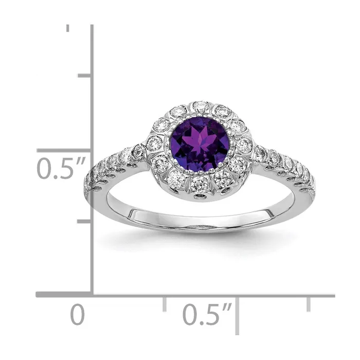Rings 14k White Gold 5mm Amethyst Checker AAA Real Diamond ring Goldiacom