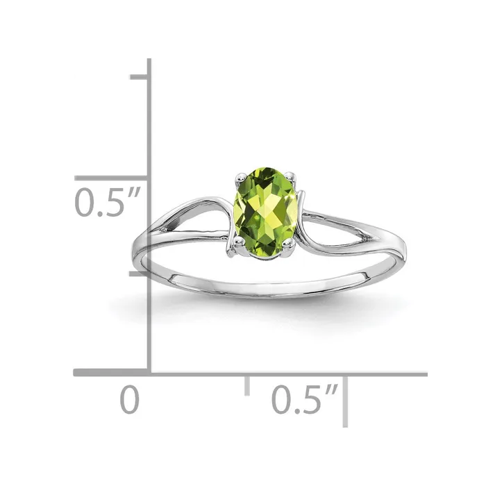 Rings 14k White Gold 6x4mm Oval Peridot ring Goldia