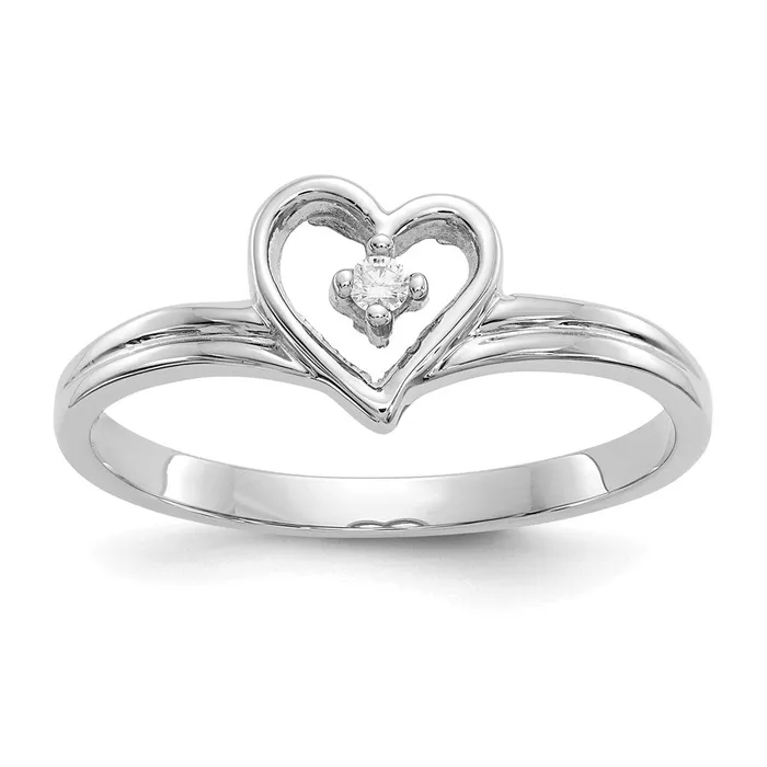 Rings 14k White Gold A Real Diamond heart ring Goldia
