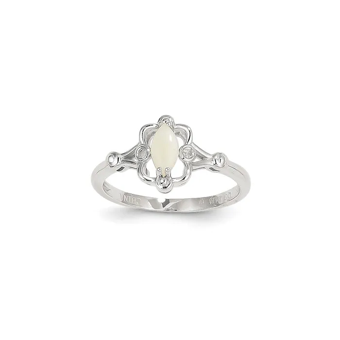 Rings 14k White Gold Genuine Opal Diamond Ring Goldia