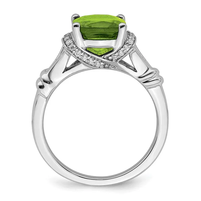 Rings 14k White Gold Peridot and Real Diamond Ring Goldia