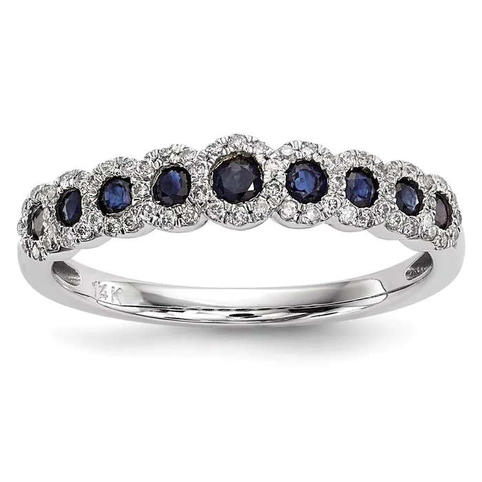 Rings 14k White Gold Real Diamond and Sapphire Polished Ring Goldiacom
