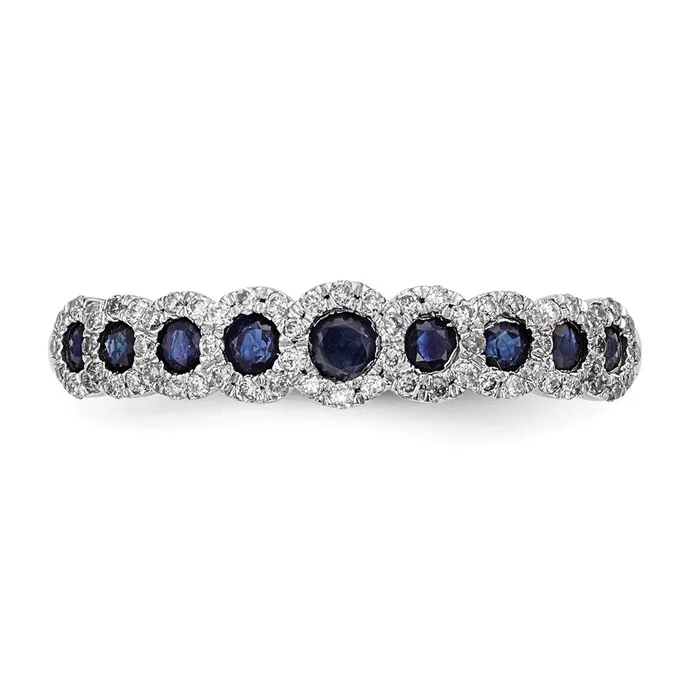 Rings 14k White Gold Real Diamond and Sapphire Polished Ring Goldiacom