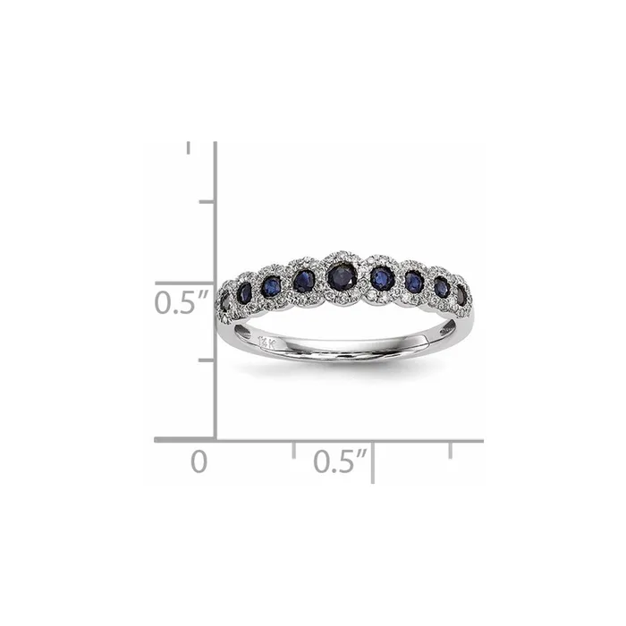 Rings 14k White Gold Real Diamond and Sapphire Polished Ring Goldiacom