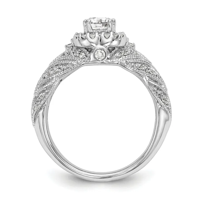 Rings 14K White Gold Round Simulated Diamond Halo Engagement Ring Goldiacom