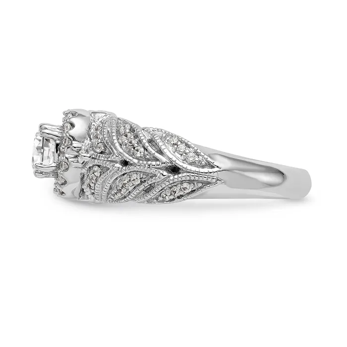 Rings 14K White Gold Round Simulated Diamond Halo Engagement Ring Goldiacom