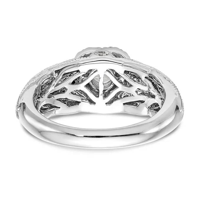 Rings 14K White Gold Round Simulated Diamond Halo Engagement Ring Goldiacom