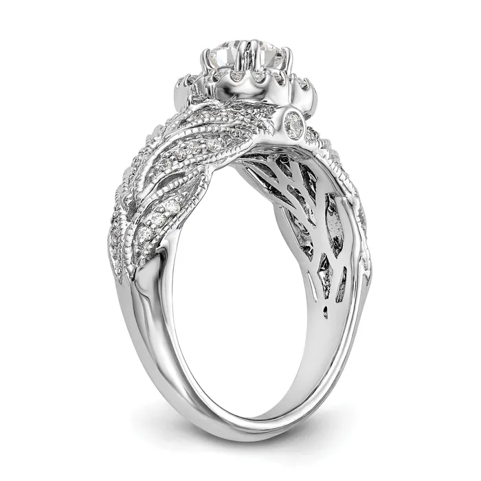 Rings 14K White Gold Round Simulated Diamond Halo Engagement Ring Goldiacom