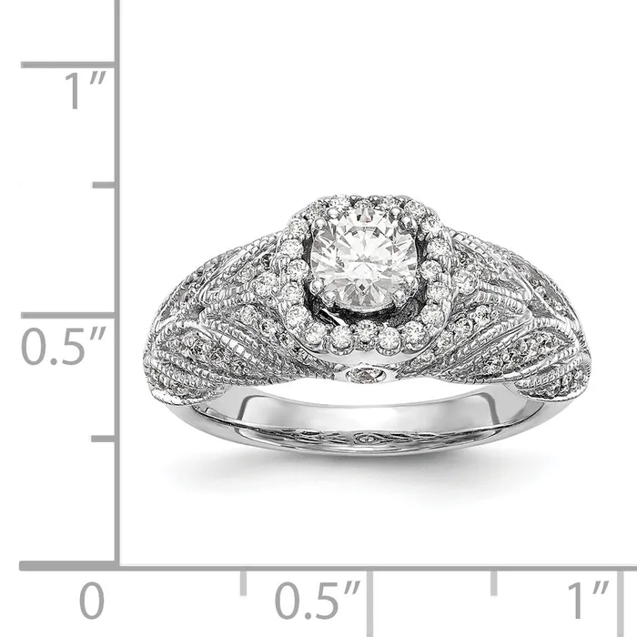 Rings 14K White Gold Round Simulated Diamond Halo Engagement Ring Goldiacom