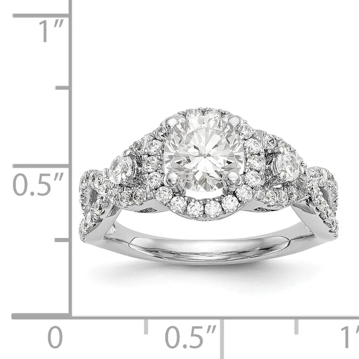 Rings 14K White Gold Round Simulated Diamond Halo Engagement Ring Goldiacom
