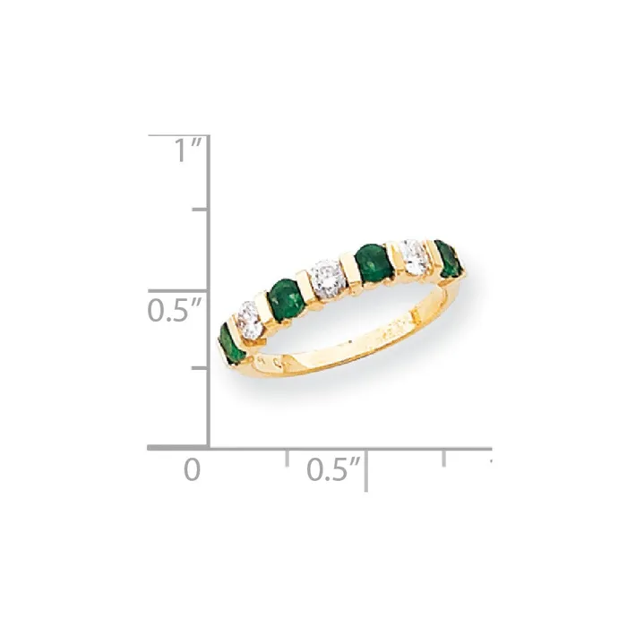 Rings 14k Yellow Gold 325mm Emerald AAA Diamond Anniversary Band Goldia