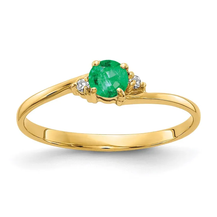 Rings 14K Yellow Gold 4mm Emerald A Real Diamond ring Goldia