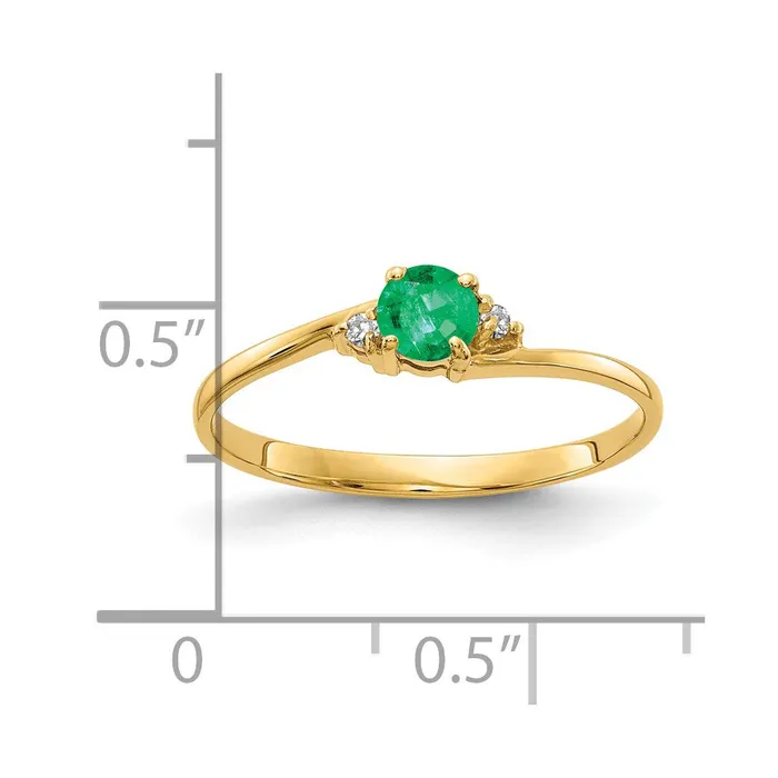 Rings 14K Yellow Gold 4mm Emerald A Real Diamond ring Goldia