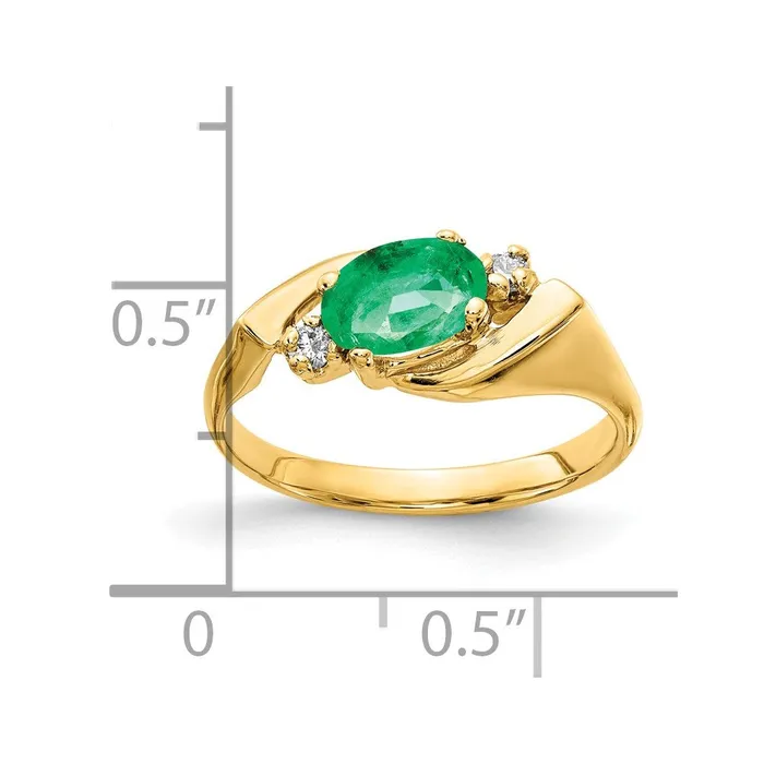 Rings 14K Yellow Gold 7x5mm Oval Emerald A Real Diamond ring Goldia