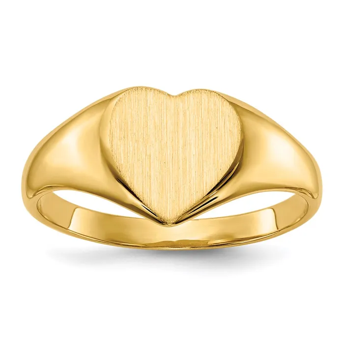 Rings 14K Yellow Gold 90x90mm Closed Back Heart Signet Ring Goldia