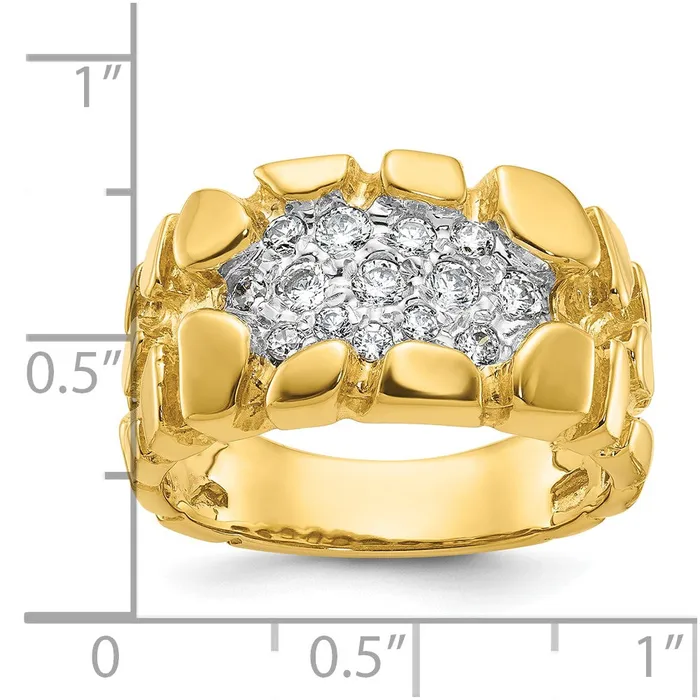 Rings 14k Yellow Gold Mens Cluster Diamond Nugget Ring Mounting Goldia