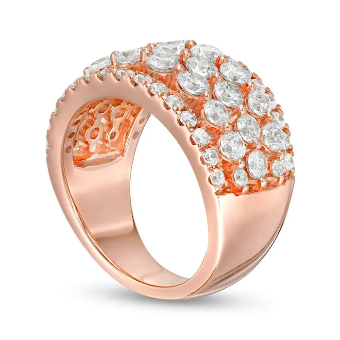 Rings 30 CT TW Natural Diamond MultiRow Ring in Solid 10K Rose Gold Goldia Rings 30 CT TW Natural Diamond MultiRow Ring in Solid 10K Rose Gold Goldia