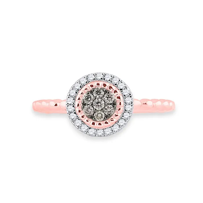 Rings gndatlanta 10k Rose Gold Round Brown Diamond Cluster Ring 15 Cttw