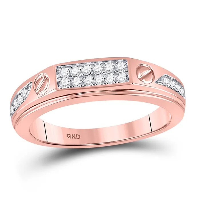 Rings gndatlanta 10k Rose Gold Round Diamond Screw Band Ring 14 Cttw