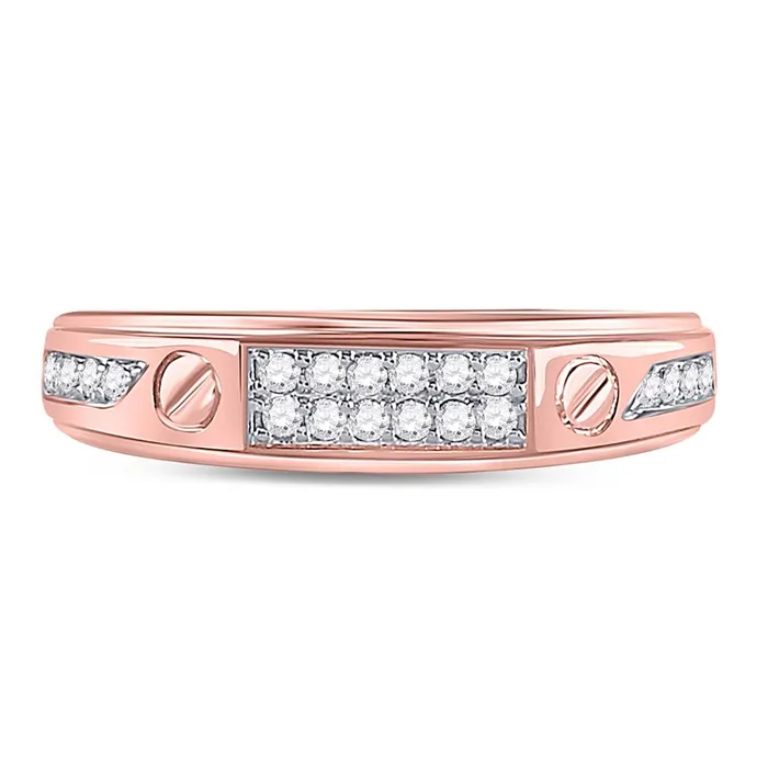 Rings gndatlanta 10k Rose Gold Round Diamond Screw Band Ring 14 Cttw